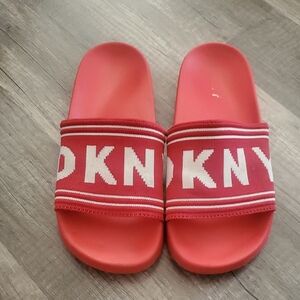 DKNY Red Slide Sandals